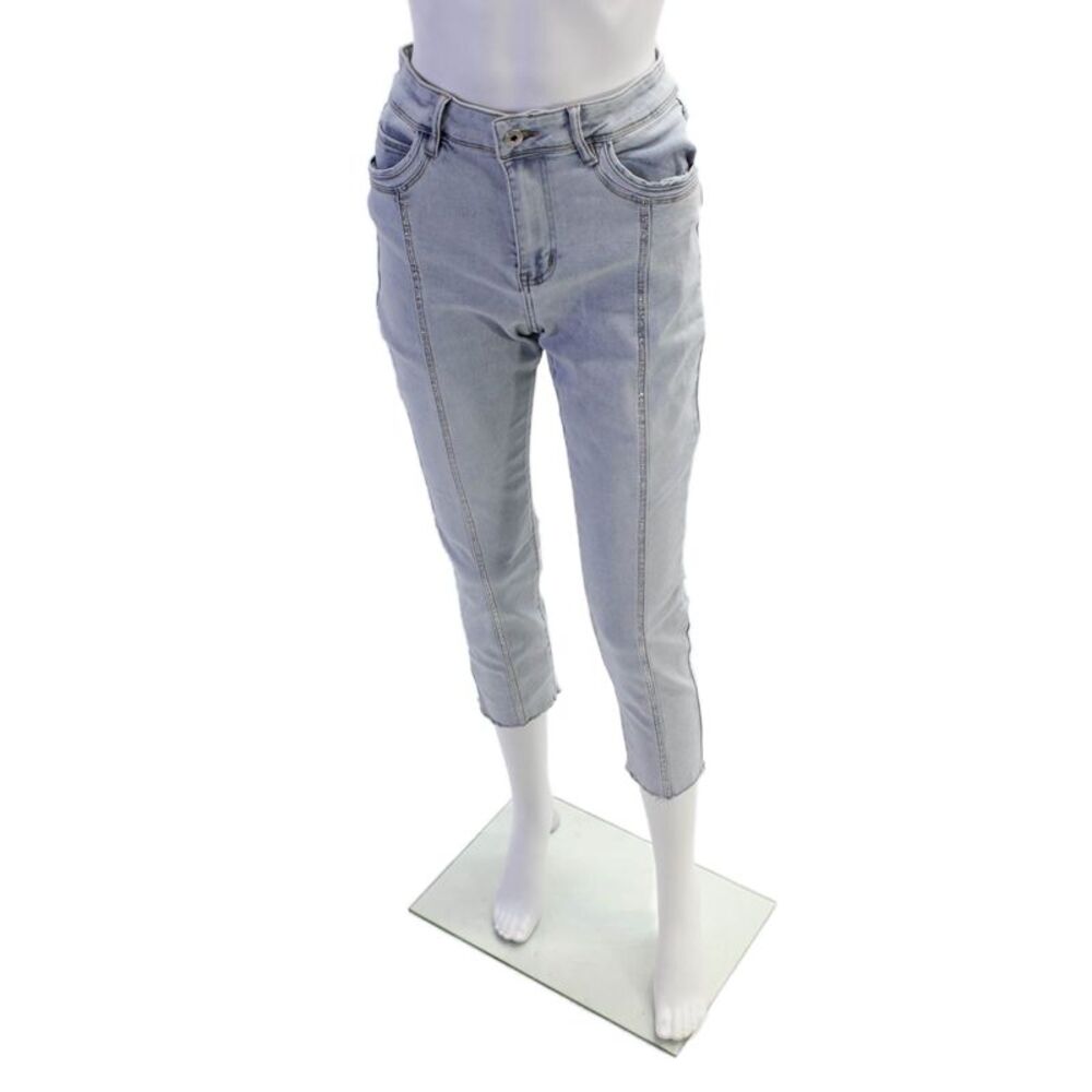 CyC Coco Y Club Womens Midrise Rhinestone Straight Leg Denim Pants Size 8